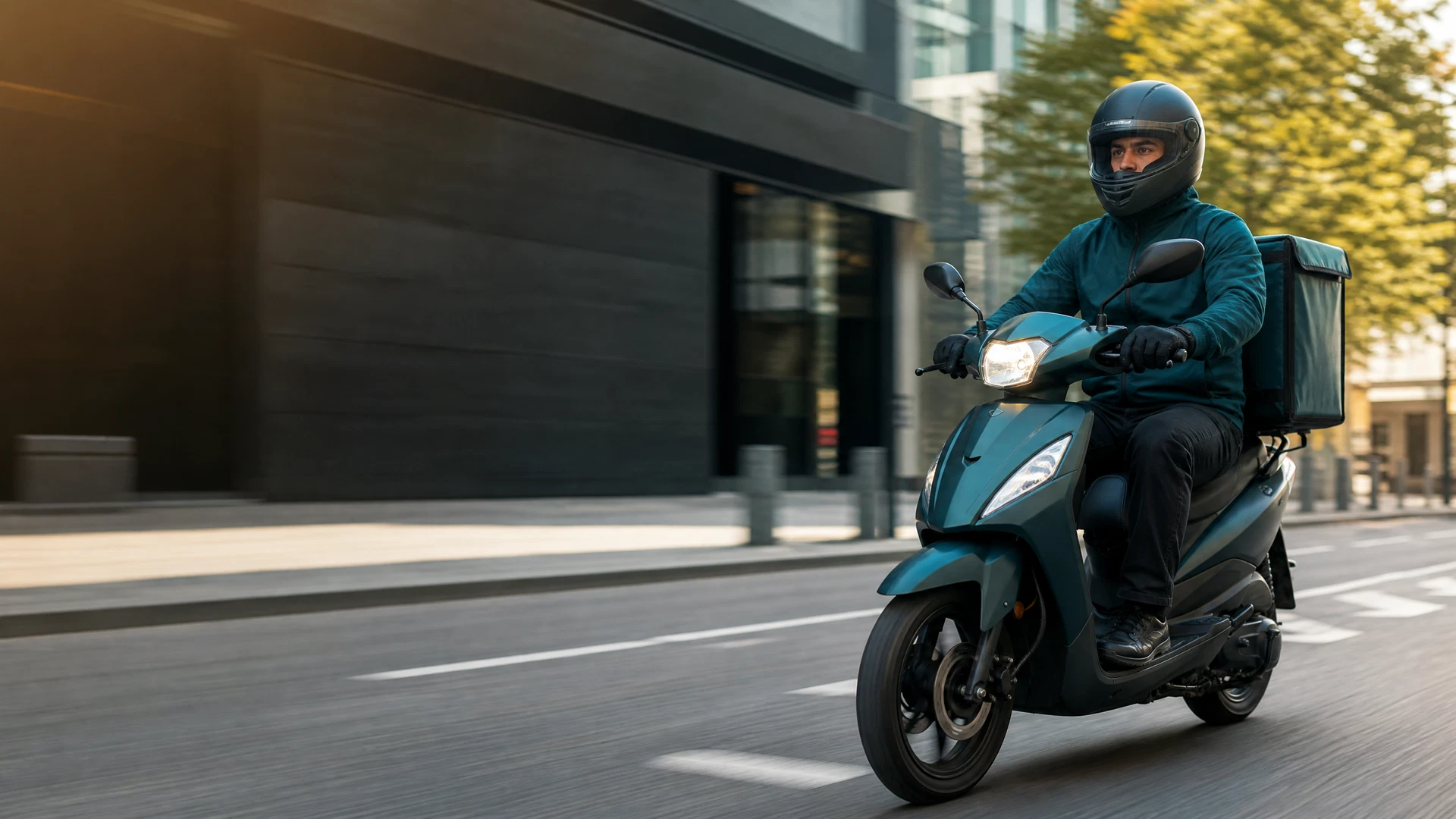 Şehir içinde teslimata giden moto kurye